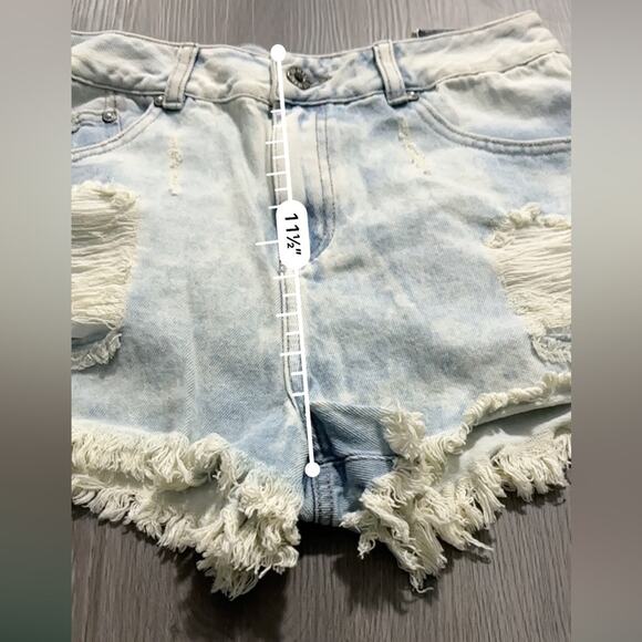 Gef France Light Acid Wash Distressed Skinny Fit Lepi‎ Denim Shorts Size 6 - Picture 8 of 9